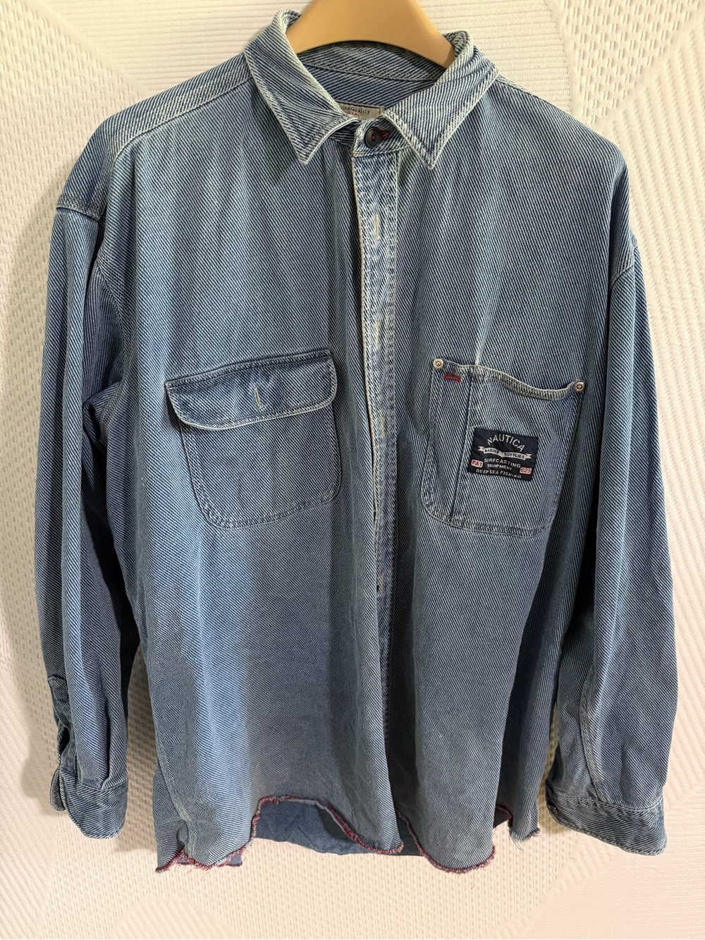 Vintage Nautica Surfcaster Men's Light Blue Denim Workshirt Jacket
